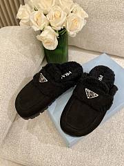 Prada Shearling Slippers Black  - 5