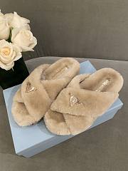 Prada Shearling Slippers Nude - 4