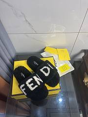 FENDI Shearling Slides Black  - 1