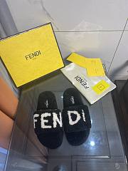 FENDI Shearling Slides Black  - 4