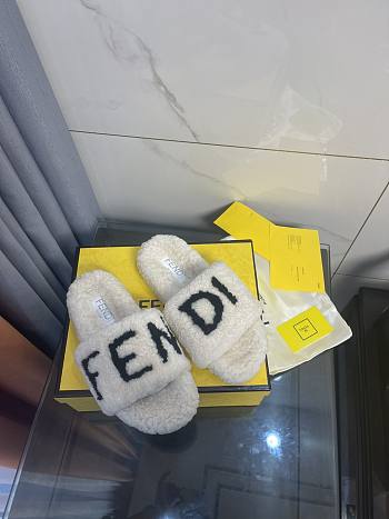 FENDI Shearling Slides White