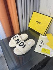 FENDI Shearling Slides White - 2