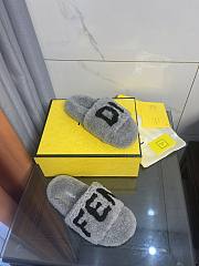 FENDI Shearling Slides Grey - 4