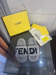 FENDI Shearling Slides Grey - 3