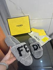 FENDI Shearling Slides Grey - 2