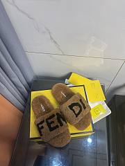 FENDI Shearling Slides Brown - 1