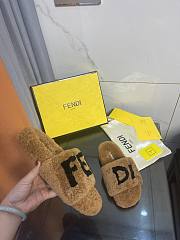 FENDI Shearling Slides Brown - 5