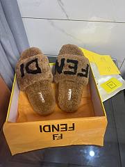 FENDI Shearling Slides Brown - 2