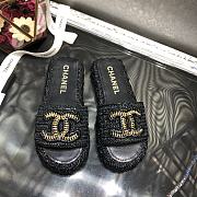 Chanel Lady Sandals Logo Black  - 1