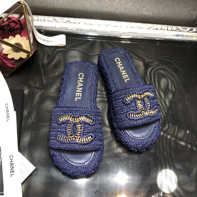 Chanel Lady Sandals Logo Blue - 1