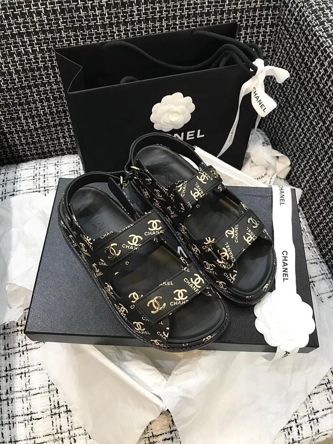 Chanel Sandal Logo Black - 1