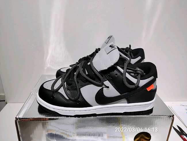 Off White x Nike Dunk Low Black Silver Toe - 1