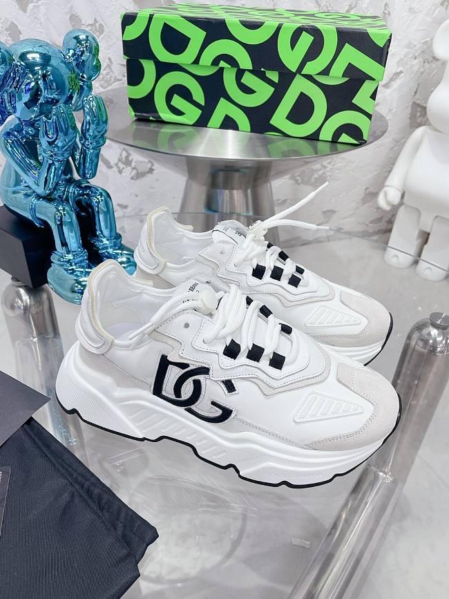 D&G Mixed-material Daymaster  Sneaker Logo All White - 1