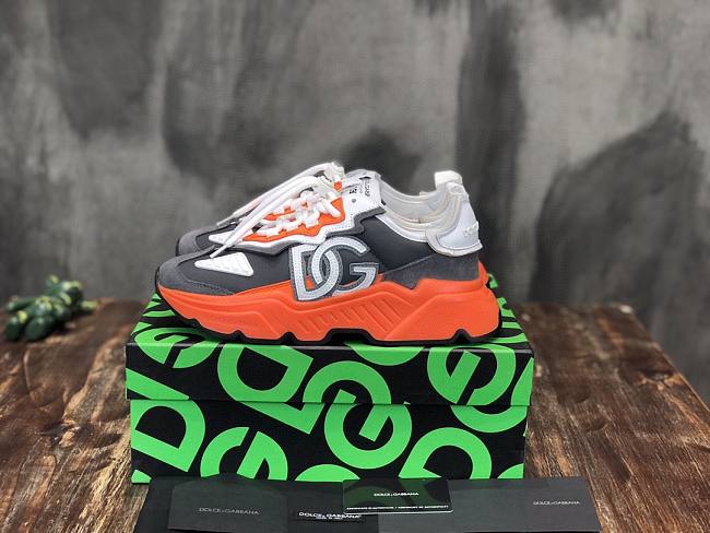 D&G Mixed-material Daymaster  Sneaker Logo Black Orange - 1