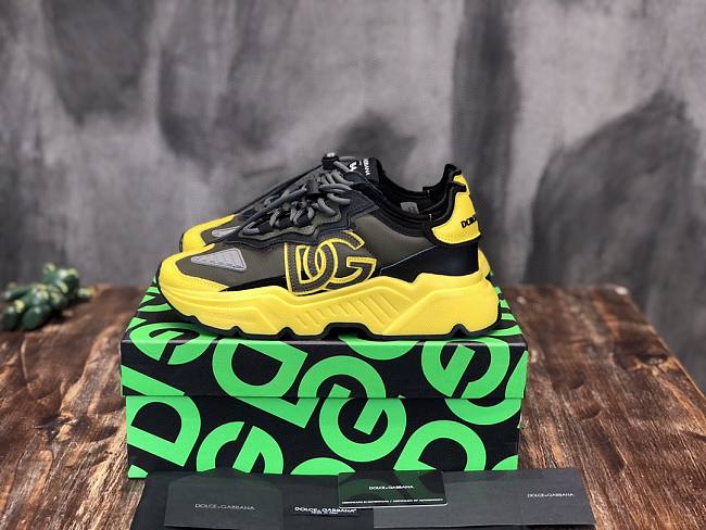 D&G Mixed-material Daymaster  Sneaker Logo Black Yellow - 1