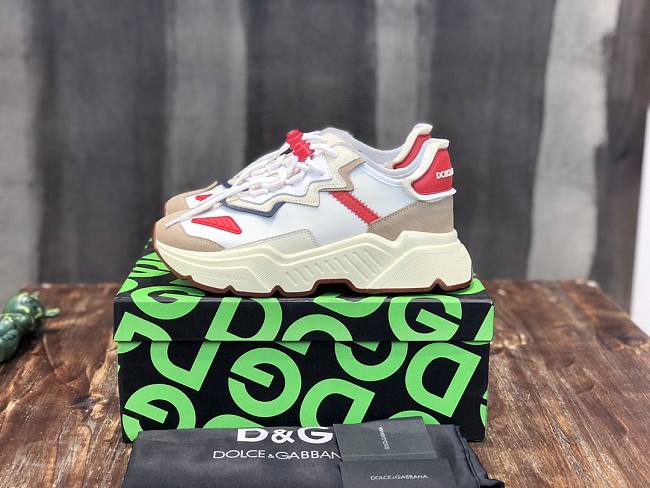 D&G Mixed-material Daymaster  Sneaker Logo Red White - 1