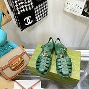 Gucci Rubber Buckle Strap Sandal Green  - 1