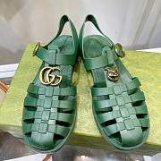 Gucci Rubber Buckle Strap Sandal Green  - 6