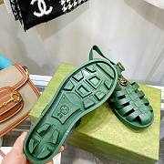 Gucci Rubber Buckle Strap Sandal Green  - 5