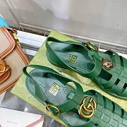 Gucci Rubber Buckle Strap Sandal Green  - 4