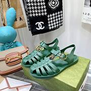 Gucci Rubber Buckle Strap Sandal Green  - 3