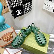 Gucci Rubber Buckle Strap Sandal Green  - 2