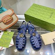 Gucci Rubber Buckle Strap Sandal Blue - 1