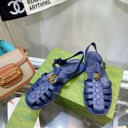 Gucci Rubber Buckle Strap Sandal Blue - 5