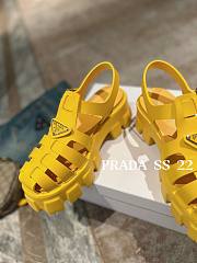 PRADA Foam Triangle Logo Sandals Yellow - 5