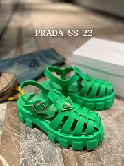 PRADA Foam Triangle Logo Sandals Green  - 1