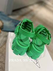 PRADA Foam Triangle Logo Sandals Green  - 4