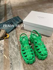 PRADA Foam Triangle Logo Sandals Green  - 5