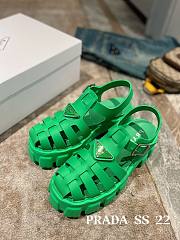 PRADA Foam Triangle Logo Sandals Green  - 6