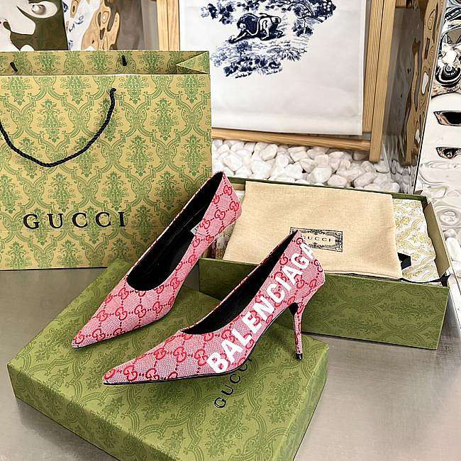 Gucci x Balenciaga The Hacker Project Square Knife pump Pink Heel - 1