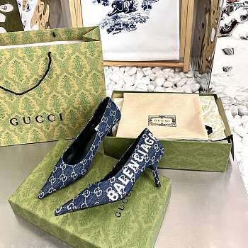 Gucci x Balenciaga The Hacker Project Square Knife pump Navy Blue Heel