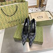 Gucci x Balenciaga The Hacker Project Square Knife pump Navy Blue Heel - 3