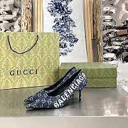 Gucci x Balenciaga The Hacker Project Square Knife pump Navy Blue Heel - 6