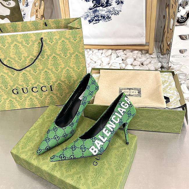 Gucci x Balenciaga The Hacker Project Square Knife pump Green Heel - 1