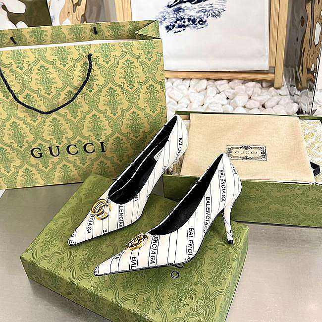 Gucci x Balenciaga The Hacker Project Knife pump in white leather Heel 680760 ULR00 9061 - 1