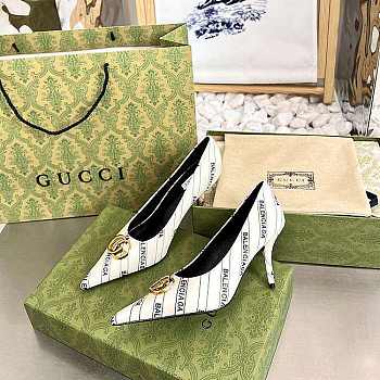 Gucci x Balenciaga The Hacker Project Knife pump in white leather Heel 680760 ULR00 9061