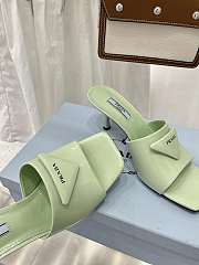 Brushed leather heeled green slides - 3