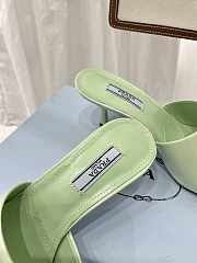 Brushed leather heeled green slides - 4