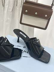 Brushed leather heeled Black slides 1XX590_055_F0002_F_065 - 3