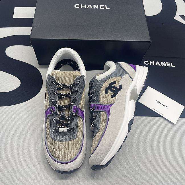 Chanel Low Top Trainer Beige Purple - 1