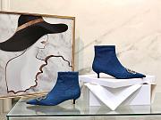 Balenciaga Women's Blue BB Hardware Denim Bootie Point Shoes - 3