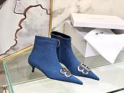 Balenciaga Women's Blue BB Hardware Denim Bootie Point Shoes - 4