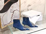 Balenciaga Women's Blue BB Hardware Denim Bootie Point Shoes - 1