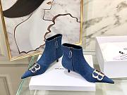 Balenciaga Women's Blue BB Hardware Denim Bootie Point Shoes - 2