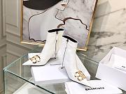 Balenciaga Women's White BB Hardware Leather Ankle Boots - 5