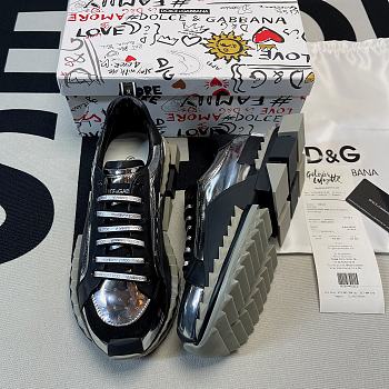 Dolce & Gabbana Silver Two-Tone Leather Super King Platform Sneakers